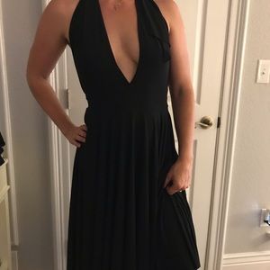 Black dress ties around the neck, soft like silk